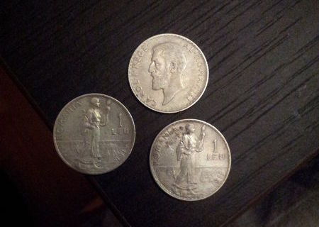 3 monede de 1 leu din argint 1912