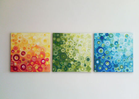 3 Tablouri Decorative - pictura in acrilic pe panza canvas