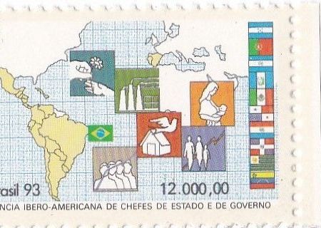 A 3-a CONFERINTA IBERO - AMERICANA A SEFILOR DE STAT SI DE GUVERNE - timbru comemortaiv A 3-a CONFERINTA IBERO - AMERICANA A SEFILOR DE STAT SI DE GUVERNE - timbru comemortaiv