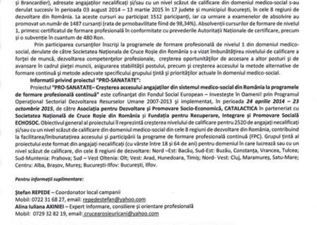 Anunţ privind beneficiile formării profesionale –  programe de formare profesională continuă de nivelul 1