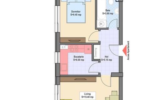 Apartament 2 camere 39 mp