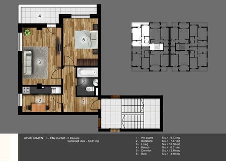 Apartament 2 camere 54mp
