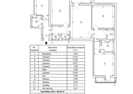 Apartament 4 camere, Piata Muncii, 94 mp