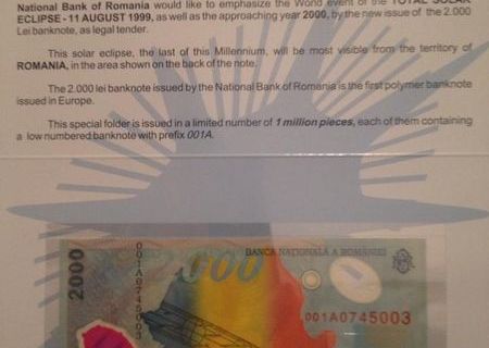 Bancnote 2000lei seria 001A cu eclipsa (editie limitata)