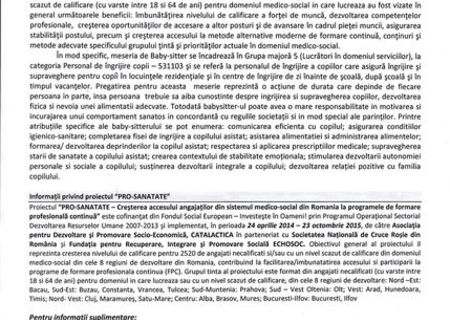 Beneficiile formării profesionale continue  “Cursul  Baby-sitter (cod NC 5133.1.1)”