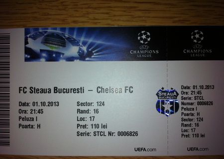 Bilete Steaua - Chelsea FC, 01 Oct. 2013, Peluza I, Sector 124