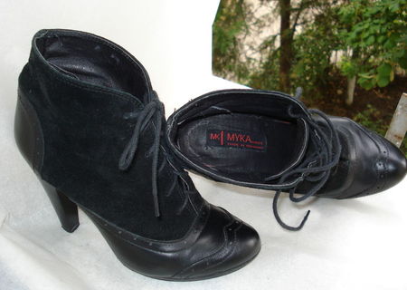 Botine dama siret - piele intoarsa+neteda, 36