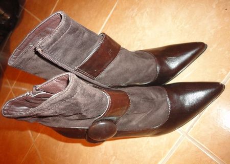 Botine de piele imblanite superbe si elegante Botine de piele imblanite superbe si elegante