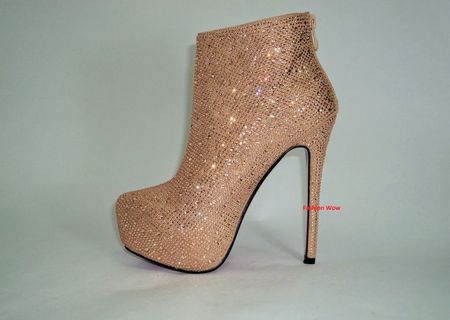 BOTINE ELEGANTE CU STRASURI SWAROVSKI STYLE SI PLATFORMA. Lichidare stoc