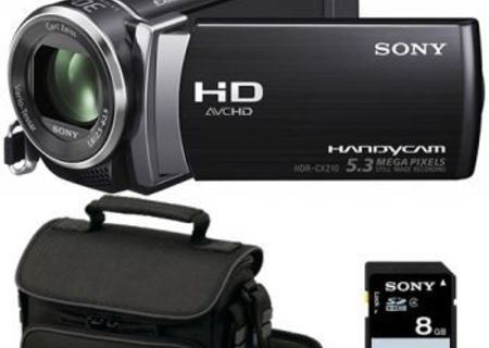 Camera video Sony HDR-CX210E, FullHD, Black, Card 8GB+Geanta