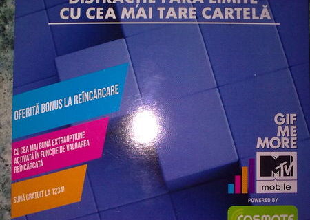 Cartela noua Cosmote MTV Mobile cu numar foarte tare! Cartela noua Cosmote MTV Mobile cu numar foarte tare!