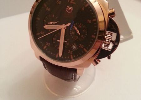 Ceas barbati Military CHRONOGRAPH Quartz model Elegant curea piele + cutie cadou