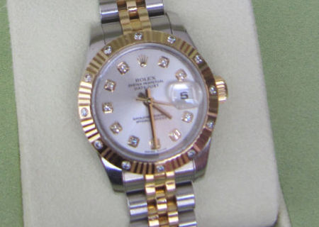 CEAS LADIES ROLEX OYSTER PERPETUAL DATEJUST TWO-TONE 18K GOLD DIAMOND