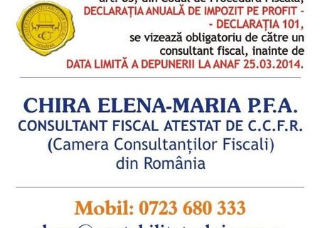 Consultant fiscal cwertific declaratia 101