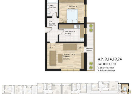 De vanzare apartament 2 camere