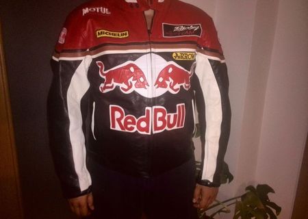 Geaca motor Red Bull din piele de vitel