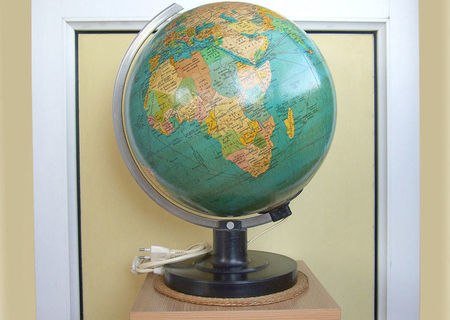 Glob geografic pamantesc iluminat - 33 cm - vintage