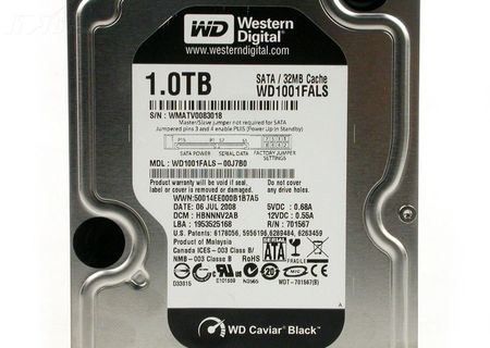 HDD Western Digital Caviar Black 1TB SATA2 , 32MB buffer, cod: WD1001FALS HDD Western Digital Caviar Black 1TB SATA2 , 32MB buffer, cod: WD1001FALS