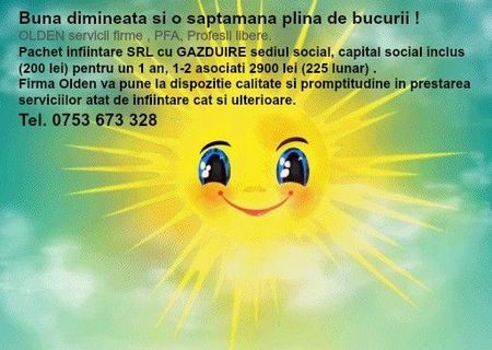 infiintare SRL (firma)1-2 asociati 1300 -1500 lei,