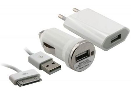 Kit incarcare iPHONE 4/4S (220V,12V,USB) Kit incarcare iPHONE 4/4S (220V,12V,USB)