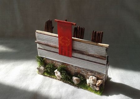 Macheta segment zid castru roman piatra, 1:72, diorama