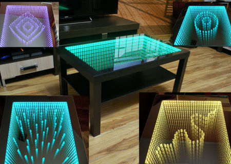 Masa 3D personalizata, masa infinity, masa sticla LED