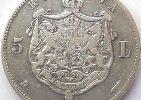 moneda Carol I 1880,5lei,kullrich,250 lei,negociabil