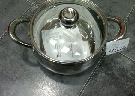 oala inox cu capac sticla
