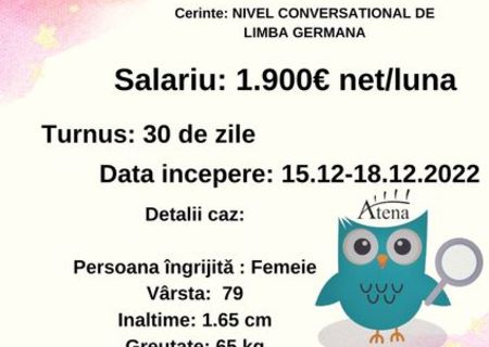 Oferim un loc de muncă pentru îngrijitori, infirmieri