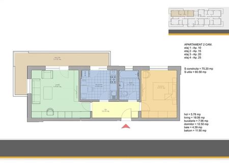 Oferta zilei, Apartament 2 camere, Dezvoltator - 61 mp