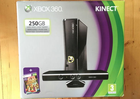 Pachet XBOX 360 250 GB + Kinect + 3 controllere + 6 jocuri - OCAZIE