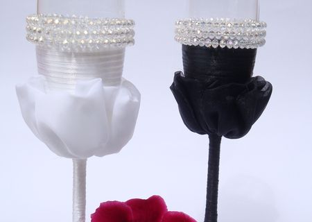 Pahare handmade ocazie mire/mireasa Pahare handmade ocazie mire/mireasa