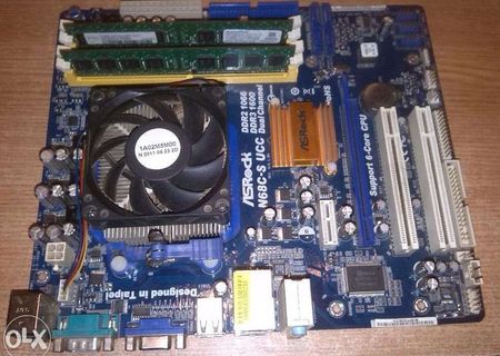 Placa de baza Asrock N68C-S UCC + Procesor Dual-core  AMD Athlon X2 64