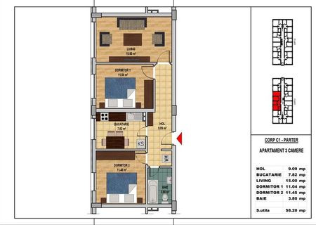 proprietar, vand urgent apartament 3 camere decomandat, 58mp proprietar, vand urgent apartament 3 camere decomandat, 58mp