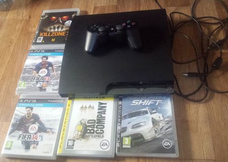 ps3 slim 120gb + 5 jocuri