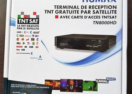 Receptor de satelit HUMAX TN 8000 HD si card de acces valabil 4 ani pentru TNTSAT