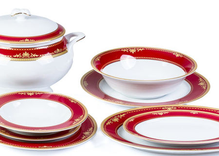 Regal Set Aurit din Portelan 12 Persoane