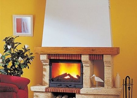 Semineu rustic piatra naturala cu focar 12kW Semineu rustic piatra naturala cu focar 12kW