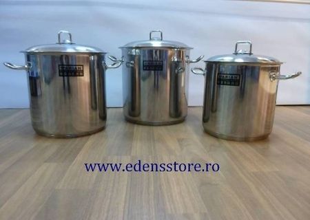 Set 3 oale inox cu capace