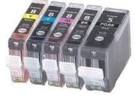 Set 5 cartuse Canon PGI-5BK/CLI8BK/CLI8Y/CLI8C/CLI8M compatibile.