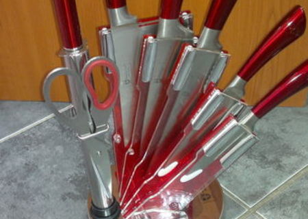 set cutite cu suport din inox set cutite cu suport din inox