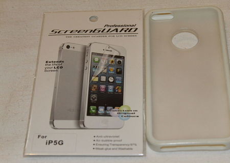 Set protectie iPhone 5: husa silicon si folie protectie