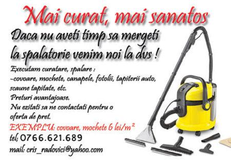Spalare tapiterii,canapele,fotolii,covoare etc