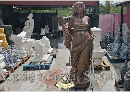 Statuetă domnița cu flori, arămiu antichizat, model S50.