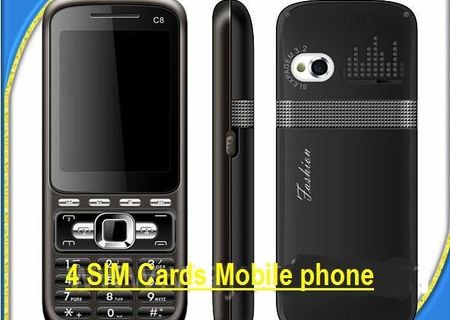 Telefon C8 cu 4 SIM-uri radio si TV, nou, sigilat