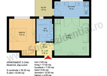 Vand ap 2 camere, decomandat, parcare inclusa