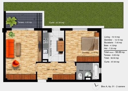 Vand apartament 2 camere 57 mp utili + 92 mp curte proprie Sos. Berceni