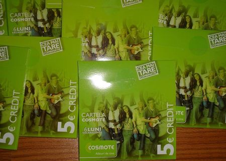 vand cartele cosmote pachet sigilat, cu numar si 5 euro credit inclus vand cartele cosmote pachet sigilat, cu numar si 5 euro credit inclus