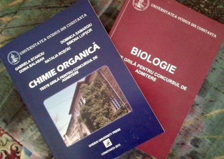 Vand culegeri( Chimiesi Biologie) admitere MEDICINA si FARMACIE Univ. Ovidius Constanta. Pret 160 lei.