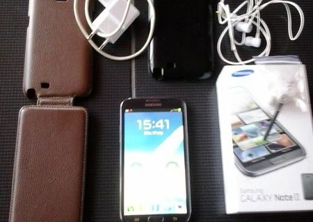 Vand Samsung Galaxy Note II N7100 Titanium Gray pachet complet+2 huse